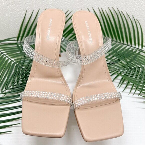 Marc Fisher Arlana Rhinestone Embellished Lucite Strap Sandal Size 10M NWOB - Picture 4 of 12
